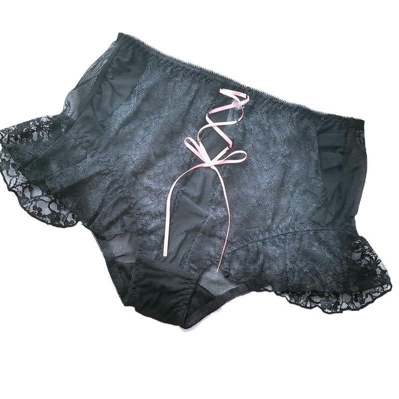 Women's Lightweight Breathable Black Silk Sexy Cross Sling Underwear Mesh