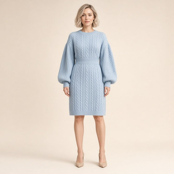 Casual Twisted Waist-cinching Bodycon Dress With A Sweater Dress Base