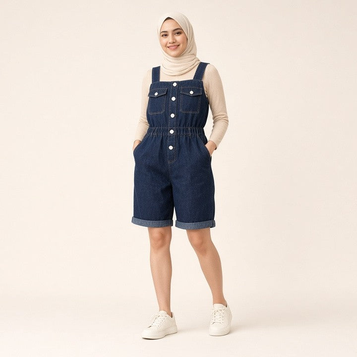 Women's Overalls Strap Denim Shorts One-piece