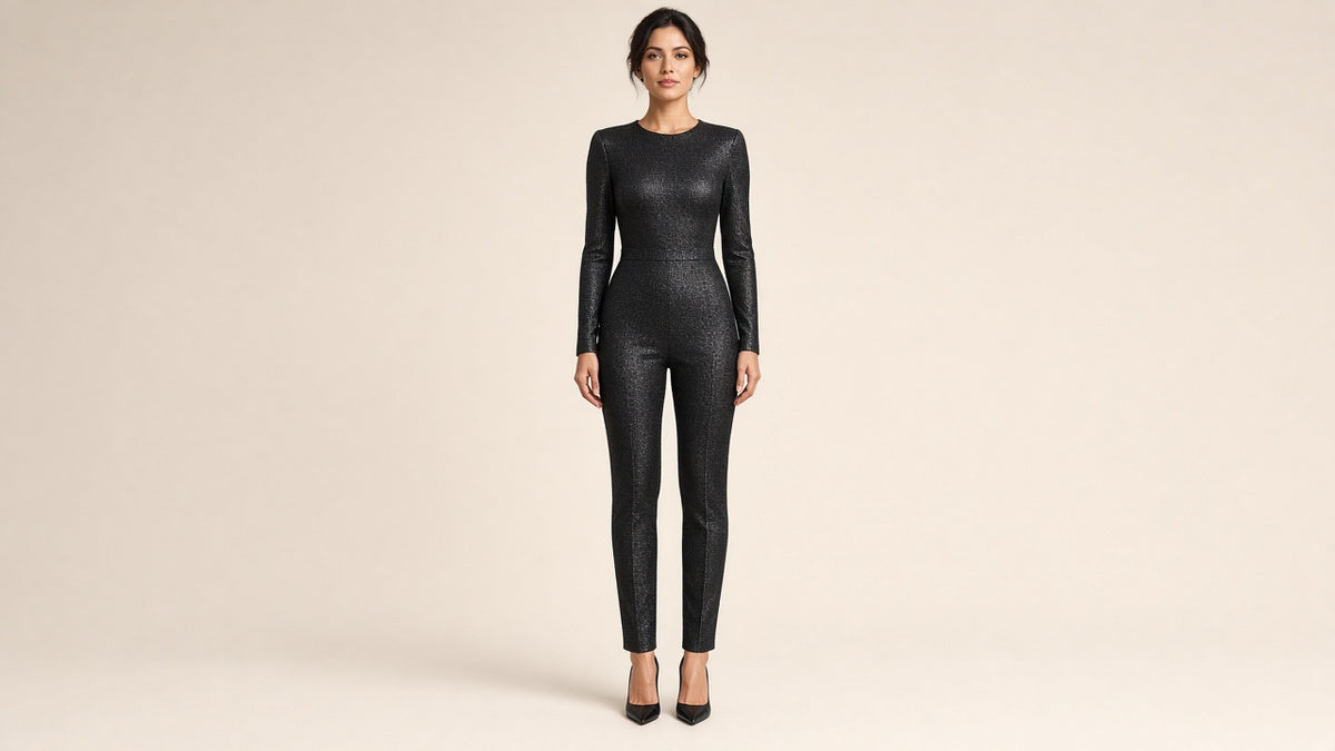 Metallic Knit Slim Jumpsuit