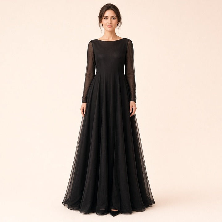 Women's Light Luxury Niche Black Evening Dress