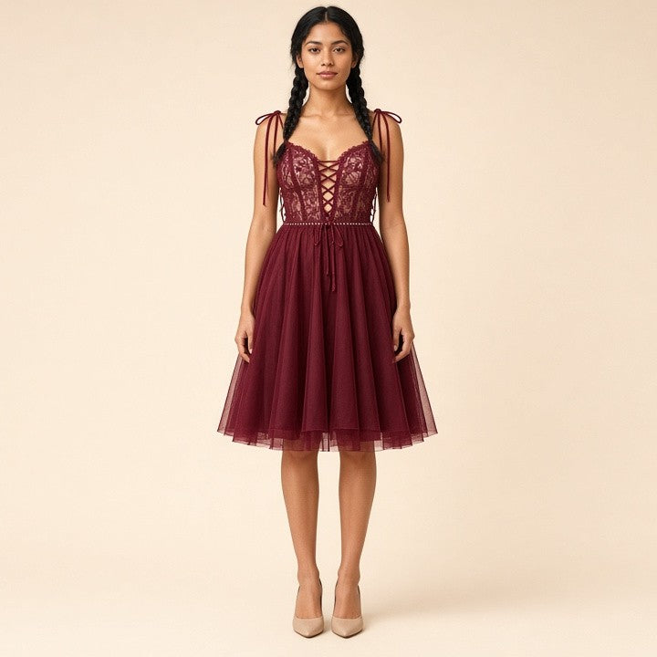 Wine Red Dress Slimming Annual Meeting Niche Light Luxury Wedding