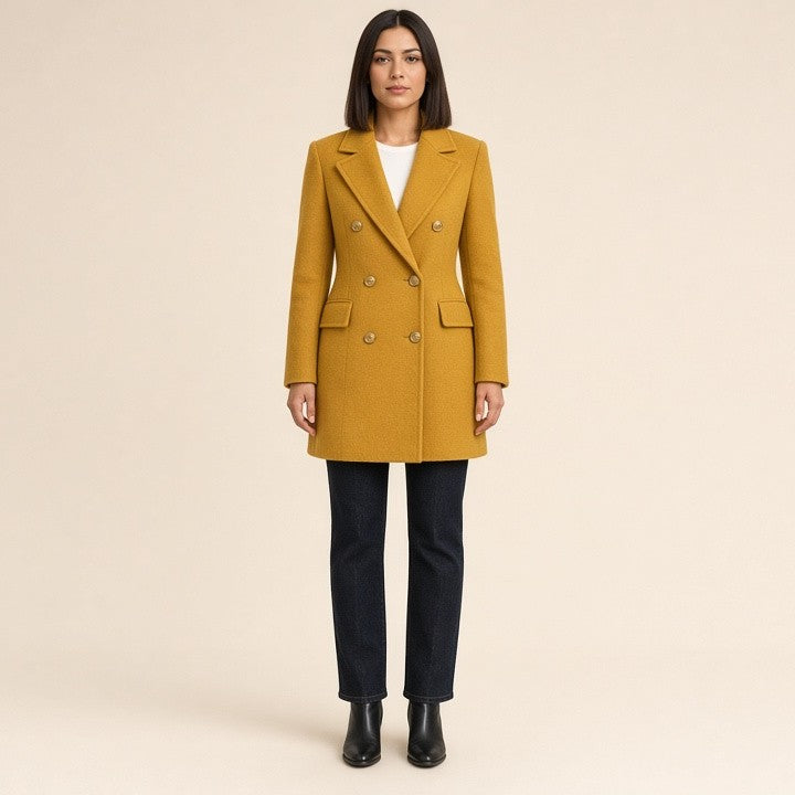 Woolen Lapel Jacket With Double-breasted Design Fashion Casual Trench Fall Winter Mid-length Coat For Women Clothing
