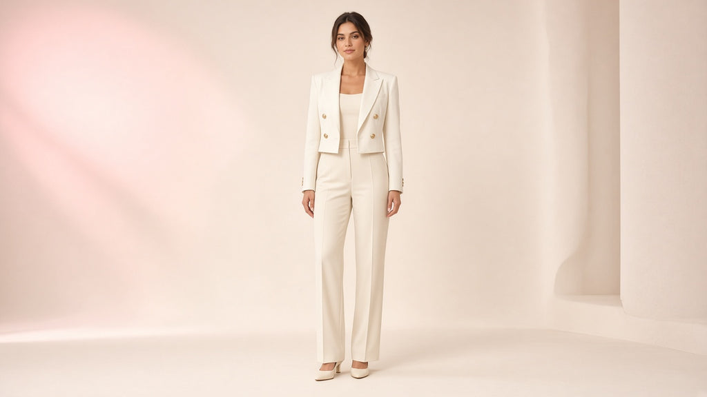 New High-end Double-breasted Cropped Blazer