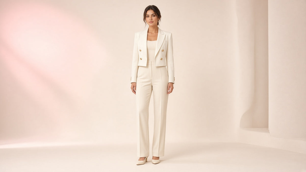 New High-end Double-breasted Cropped Blazer
