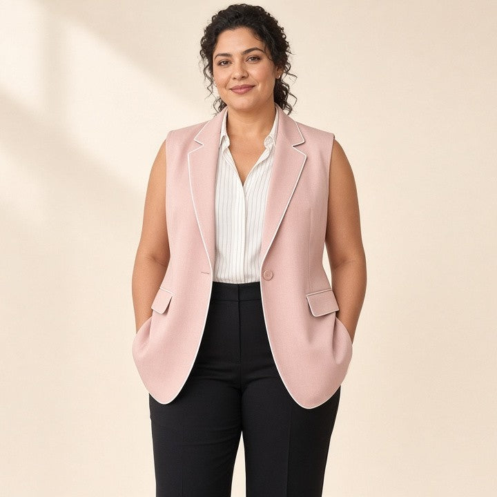 Plus Size Women's Clothing 2023 Autumn New Suit Vest Female Fat Sister Looks Thin Slim Body Covering Jacket Professional Vest