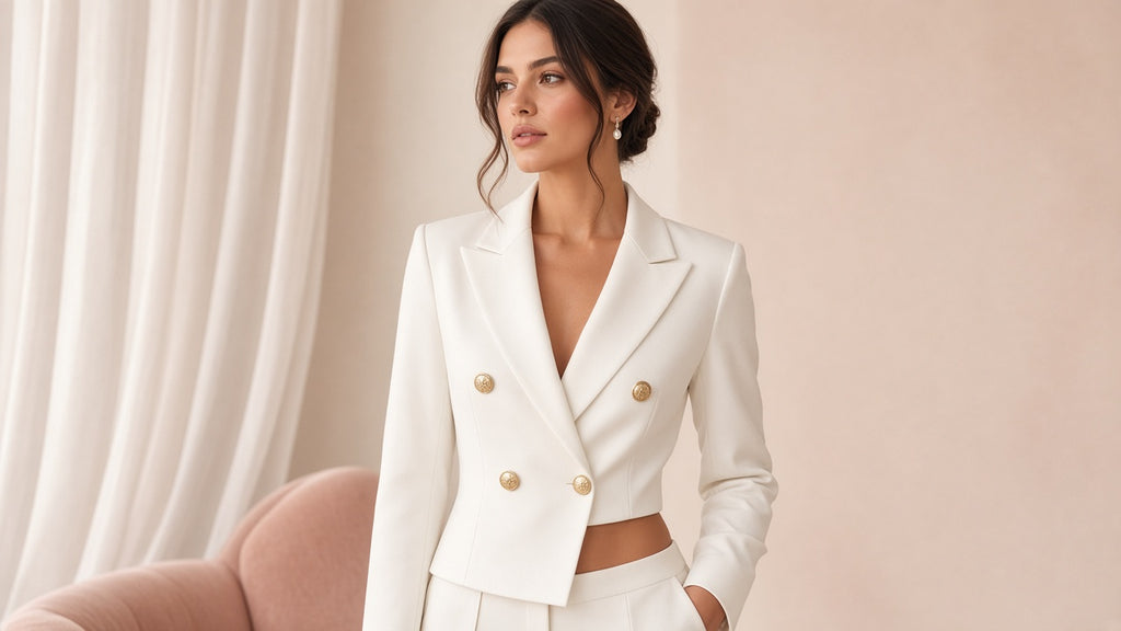 New High-end Double-breasted Cropped Blazer