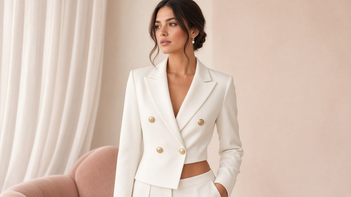 New High-end Double-breasted Cropped Blazer