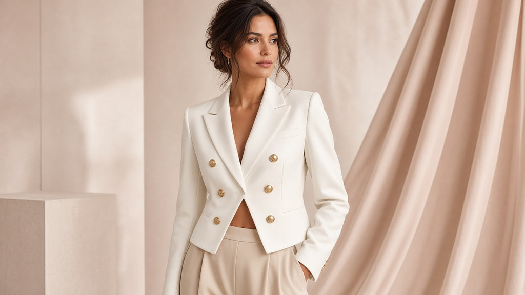 New High-end Double-breasted Cropped Blazer