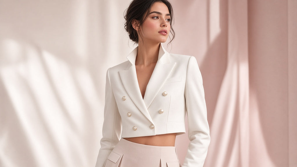 New High-end Double-breasted Cropped Blazer