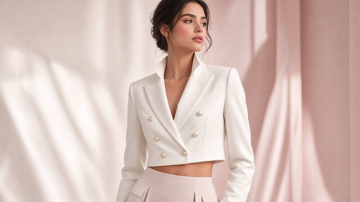 New High-end Double-breasted Cropped Blazer