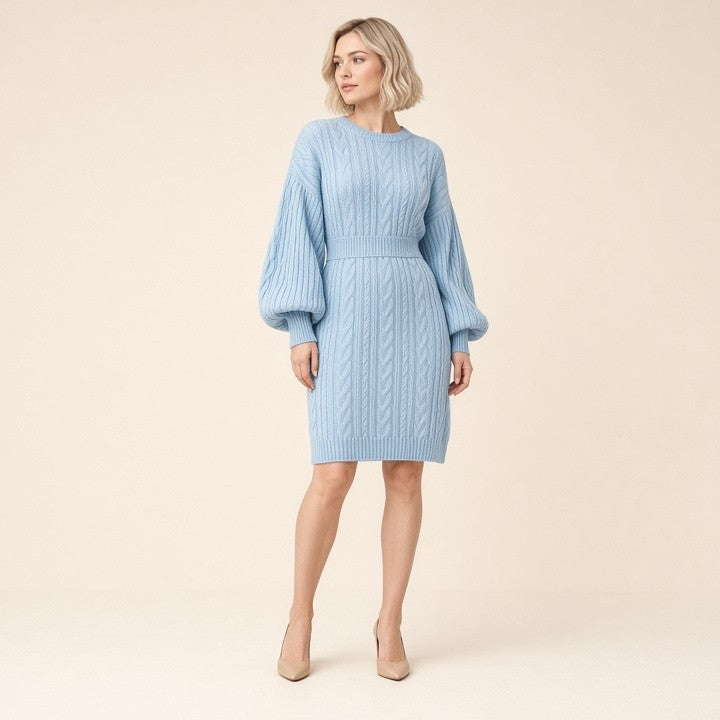 Casual Twisted Waist-cinching Bodycon Dress With A Sweater Dress Base