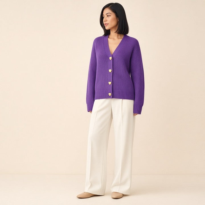 V-neck Knitted Sweater with Love Cardigan, photo 14 of 17