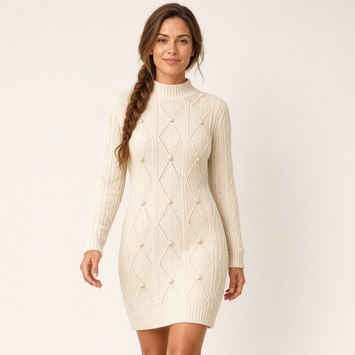Long Dress Sweater Bead Sleeve Sheath, photo 9 of 11