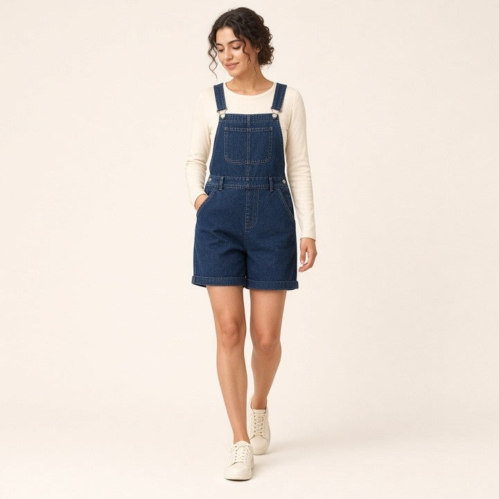 Women's Overalls Strap Denim Shorts One-piece