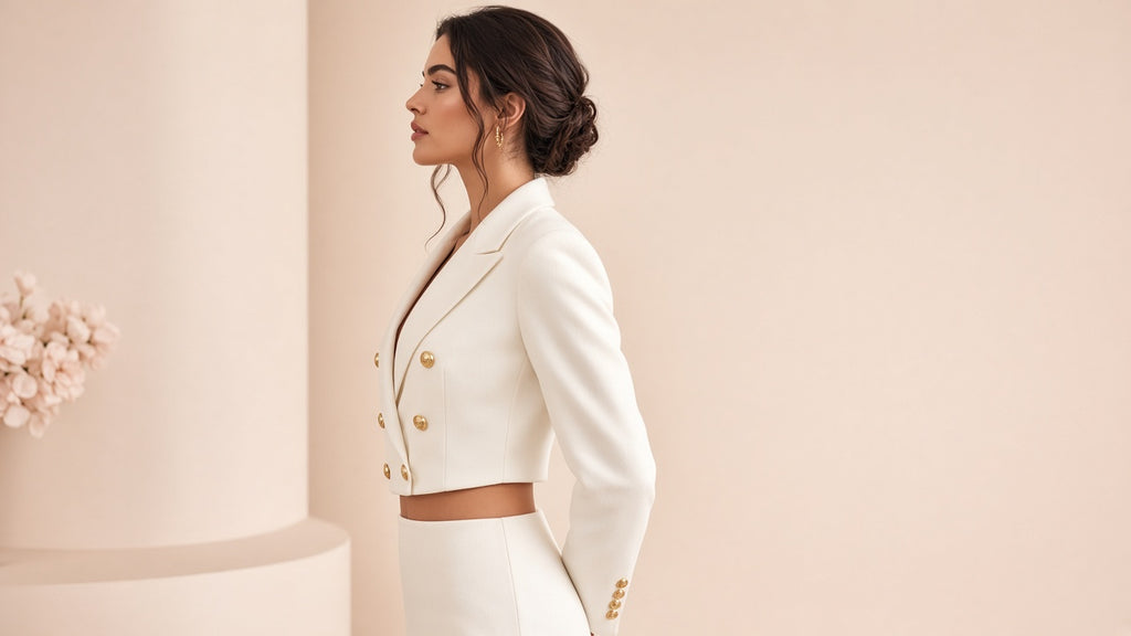 New High-end Double-breasted Cropped Blazer