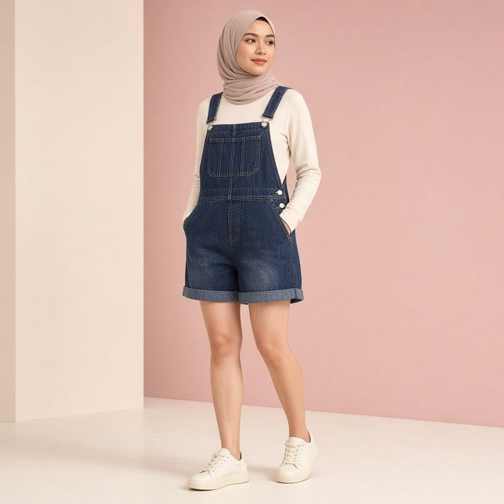 Women's Overalls Strap Denim Shorts One-piece