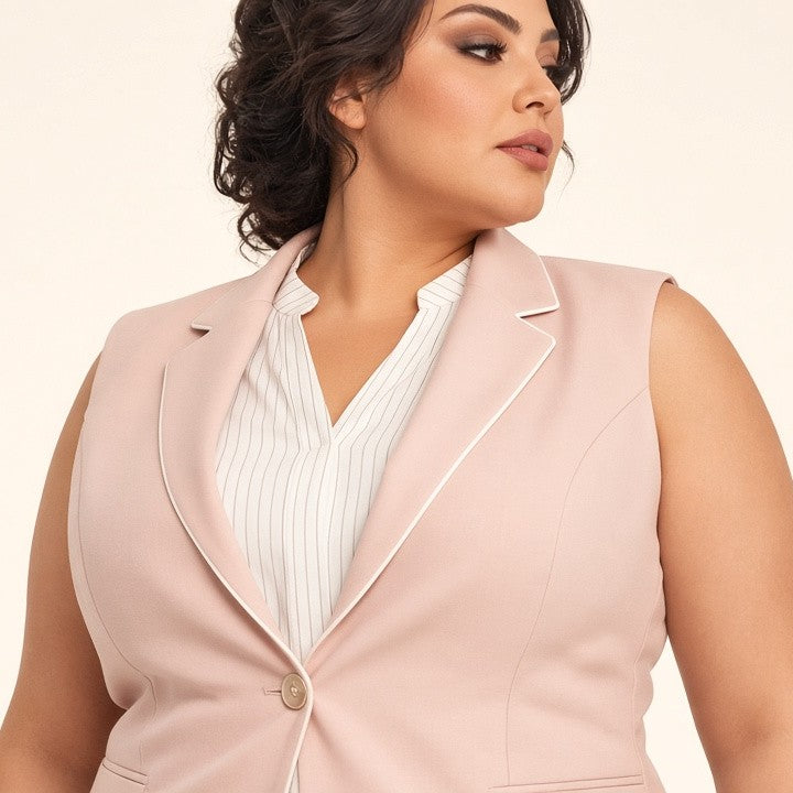 Plus Size Women's Clothing 2023 Autumn New Suit Vest Female Fat Sister Looks Thin Slim Body Covering Jacket Professional Vest