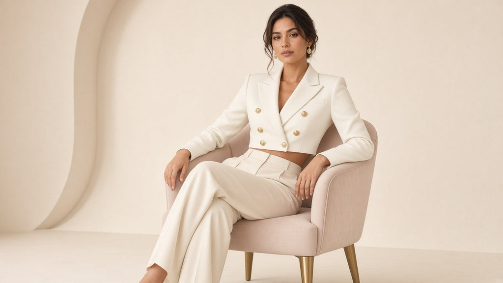New High-end Double-breasted Cropped Blazer