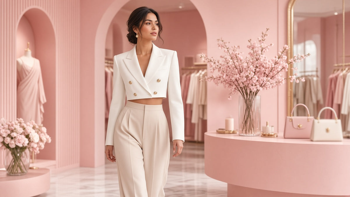 New High-end Double-breasted Cropped Blazer