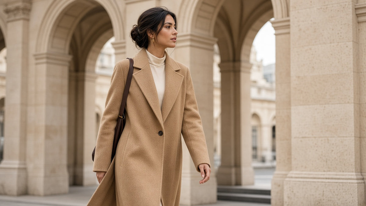 Women's Solid-color Mid-length Wool Coat With A Single-breasted Design