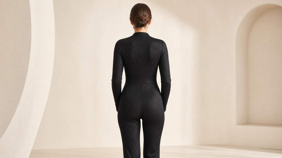 Metallic Knit Slim Jumpsuit