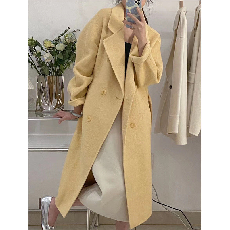 Light Luxury Thick Rabbit Fur Silk Double-faced Woolen Goods Coat