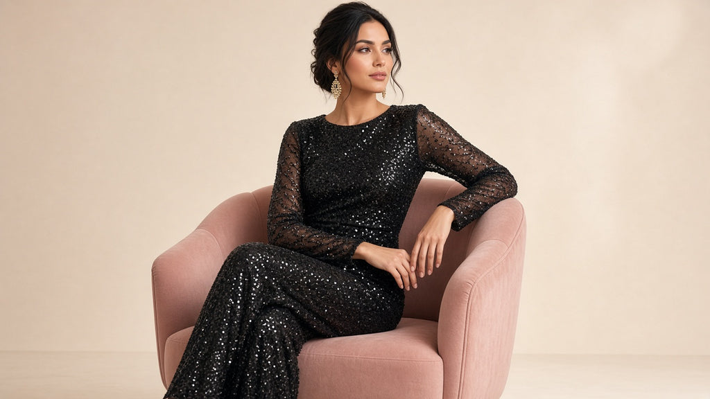 Elegant And Chic Women's Sequined Lapel Jumpsuit
