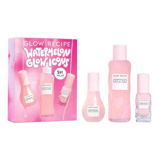 Watermelon Glow Icons Skin Care Gift Set - Niacinamide Dew Drops Face Serum (40Ml) + PHA + BHA Pore Minimizing Toner with Hyaluronic Acid (150Ml) + Pink Juice Facial Moisturizer (25Ml)