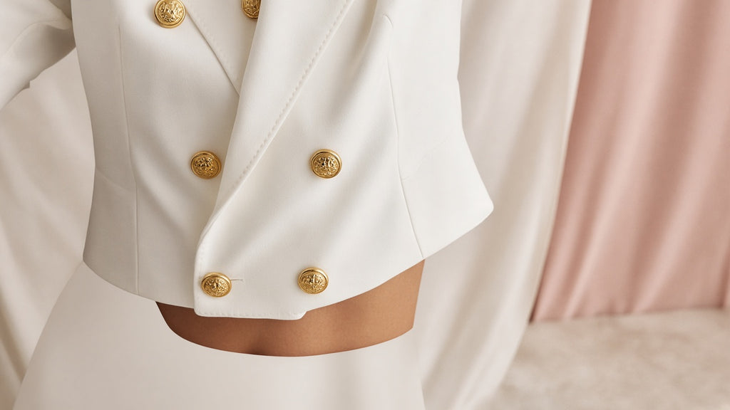 New High-end Double-breasted Cropped Blazer
