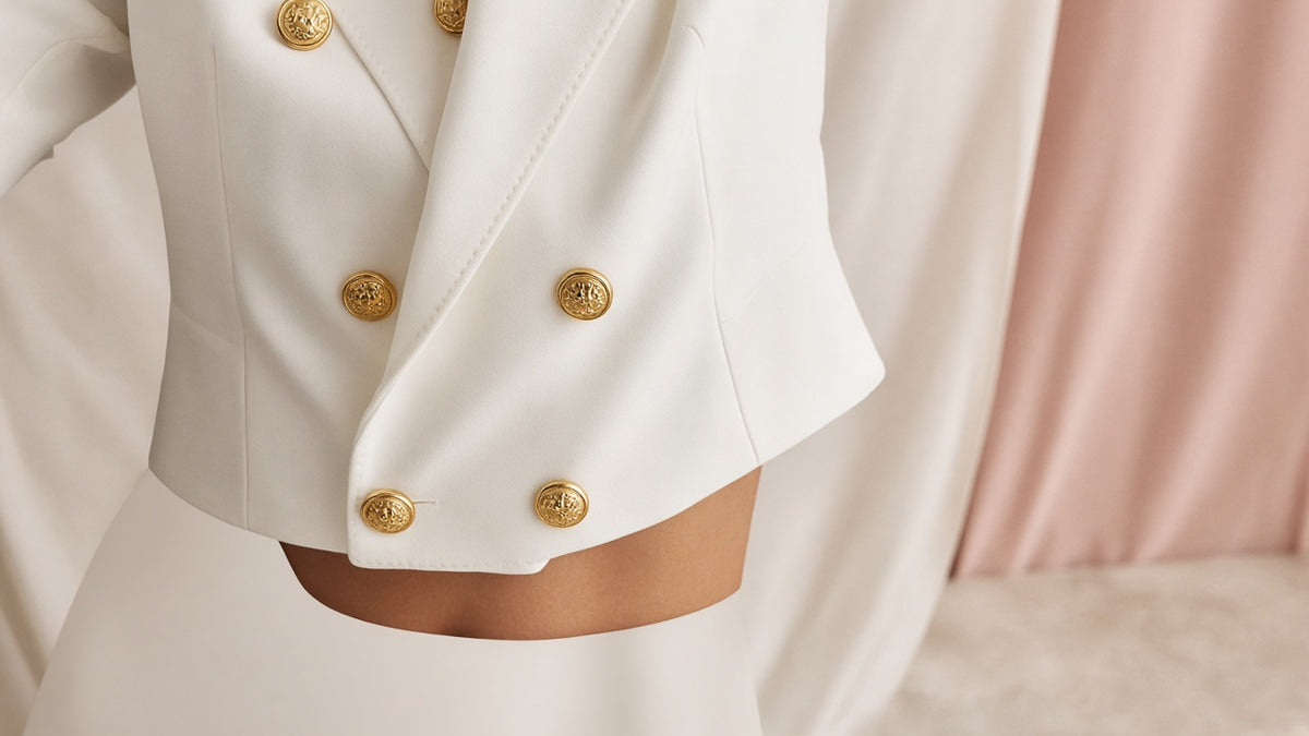New High-end Double-breasted Cropped Blazer
