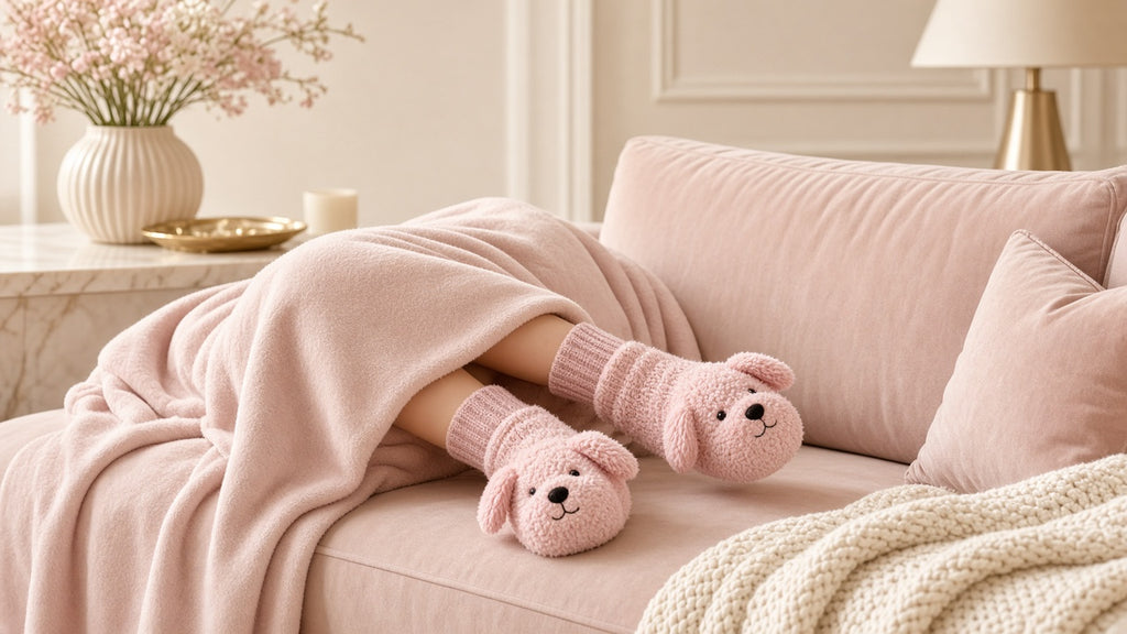 Cute Cartoon Dog Floor Socks Winter Warm Non-slip Plush Socks For Women