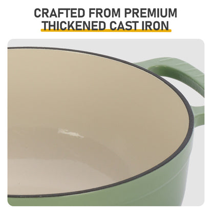 Cast Iron 6QT Cookware Gradient Green With Two Silicone Gloves Enameled Pot