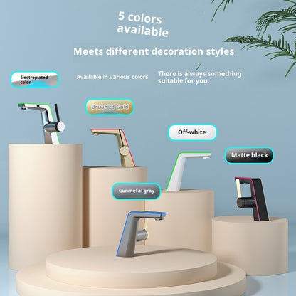 Intelligent Digital Display Water Temperature Icicle Water-cooled Tropical Ambience Light Basin Faucet Bathroom Household Faucet