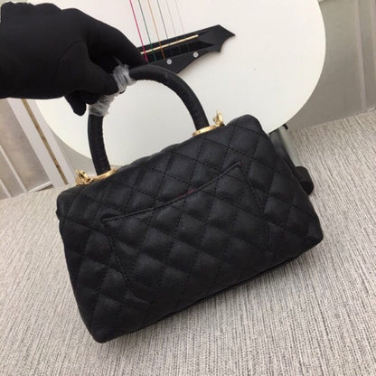 Sac à main messager à une épaule en cuir caviar à motif de boule classique avec chaîne en diamant