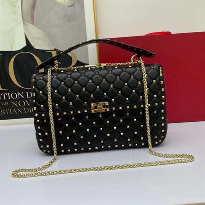 Women's Fashion Sheepskin Diamond Studded Small Square Bag