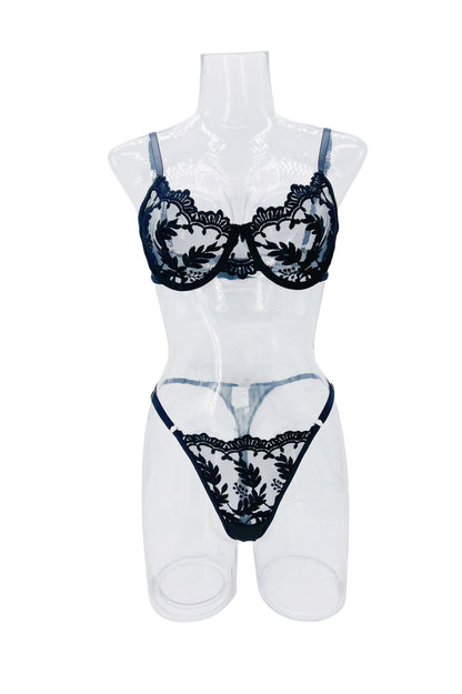 Women's Embroidered Mesh Lace Push Up Sexy Lingerie Suit