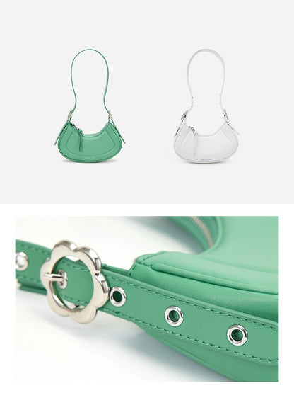 New Female Green Niche One Shoulder Crossbody Crescent Bag