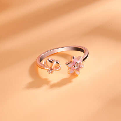 Korean Style Sakura Ring Women's Autumn And Winter Fairy Lovely Fancy