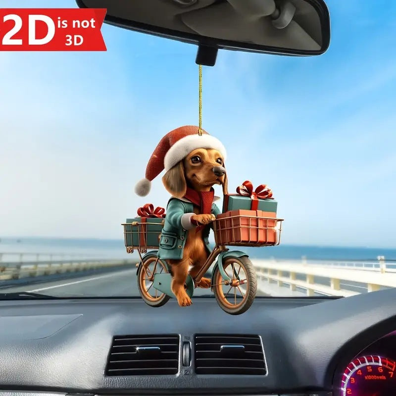 Acrylic Flat Christmas Gift Bike Dog Automobile Hanging Ornament