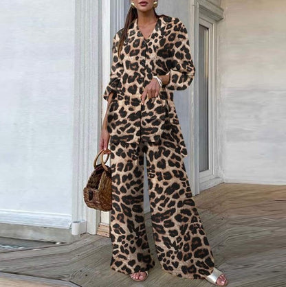 Women's Leopard Print Casual Loose Outfit