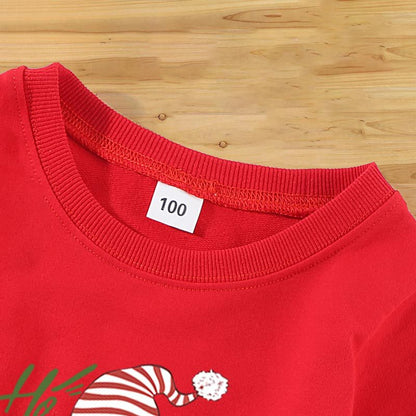 Christmas Dwarf Creative Funny Print Crew Neck Top