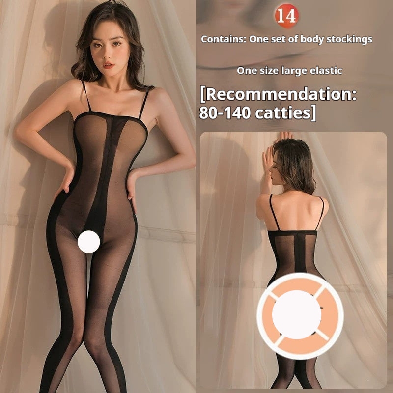 Sexy Lingerie Open-end Passion Transparent Sense Mesh Bodysuit