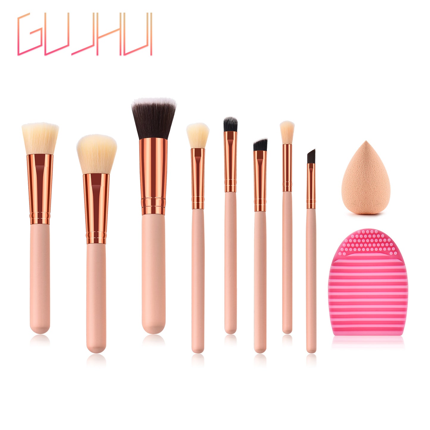 8 makeup brushes, beauty tools, powder gold, water drop puff, scrub egg set GUJHUI