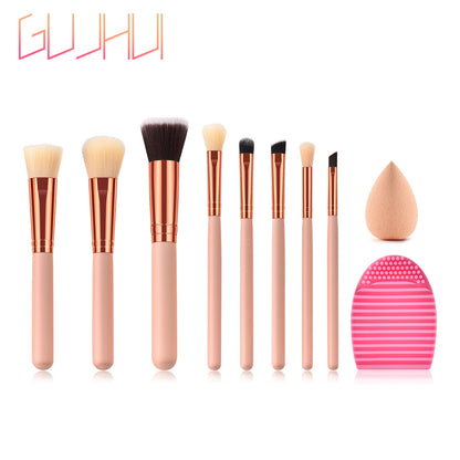 8 makeup brushes, beauty tools, powder gold, water drop puff, scrub egg set GUJHUI