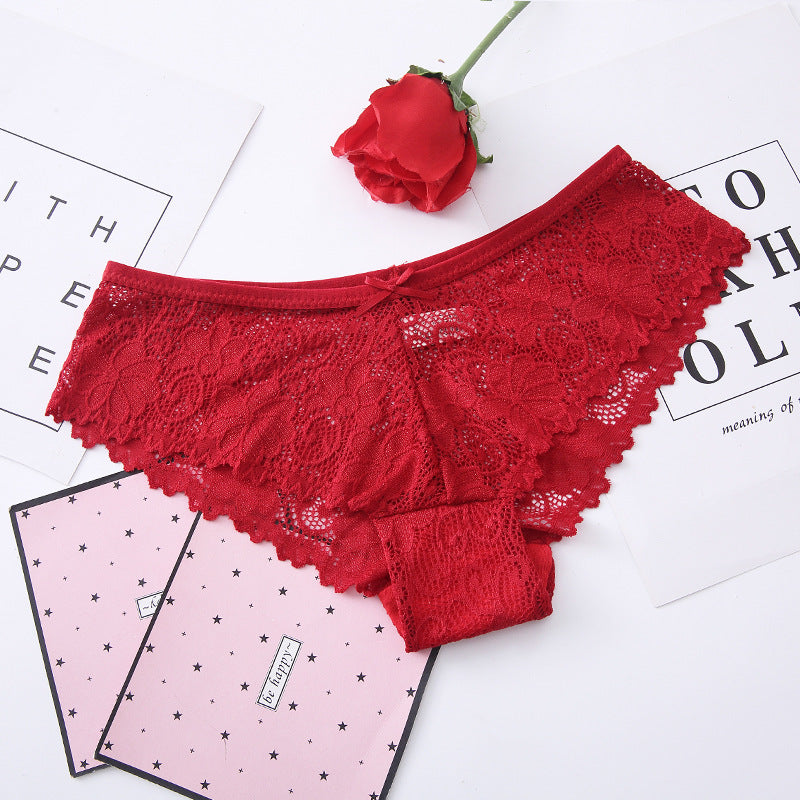 Large quantity favorably ladies lace sexy low-waist lace panties foreign trade triangle large size ice silk seamless underwear women