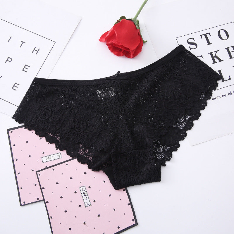 Large quantity favorably ladies lace sexy low-waist lace panties foreign trade triangle large size ice silk seamless underwear women