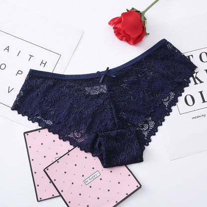 Large quantity favorably ladies lace sexy low-waist lace panties foreign trade triangle large size ice silk seamless underwear women