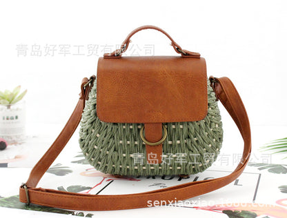 One piece on behalf of the new retro straw bag Yuandou messenger beach bag casual woven women's bag rattan bag