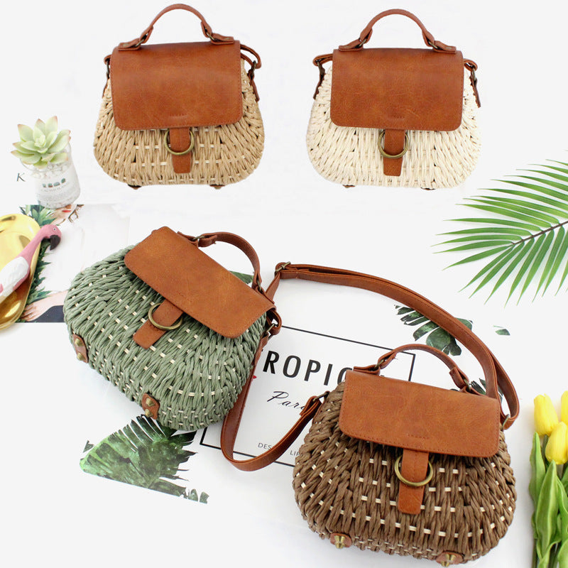 One piece on behalf of the new retro straw bag Yuandou messenger beach bag casual woven women's bag rattan bag